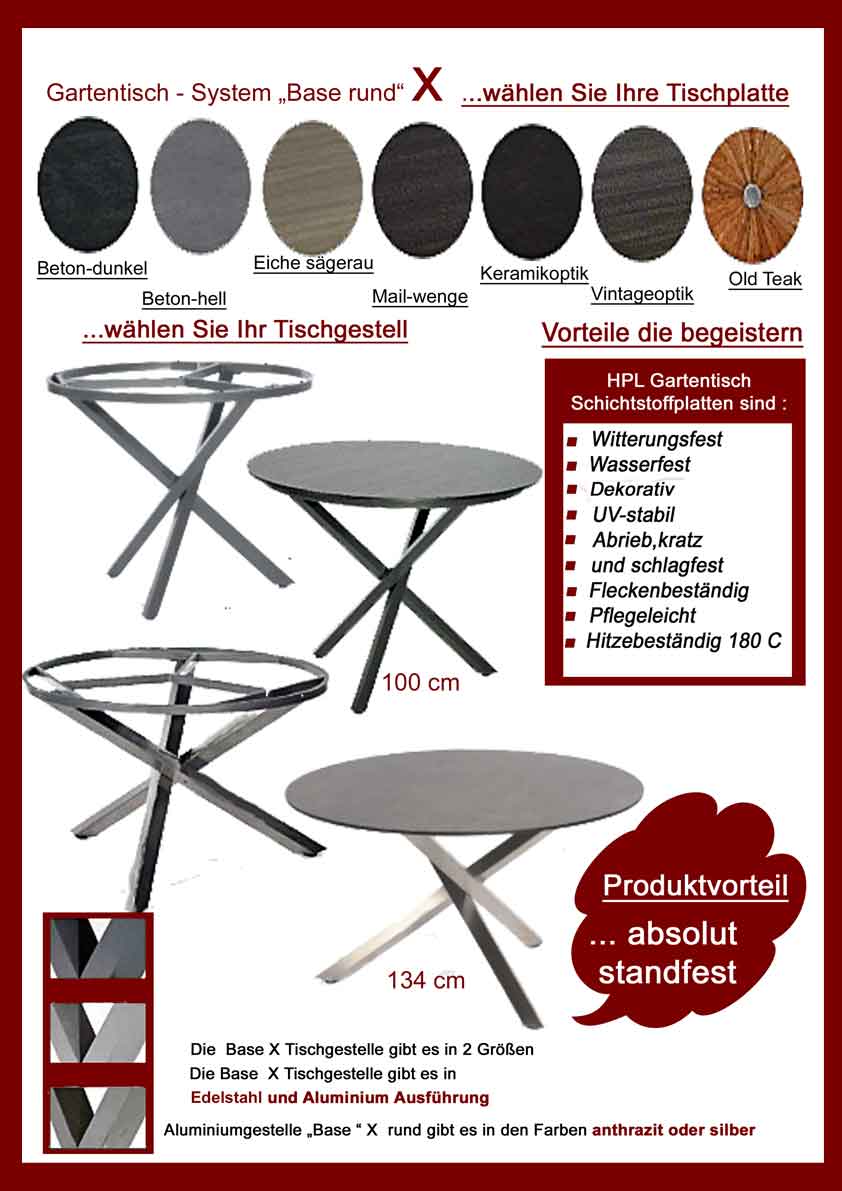 Gartentisch rund ,Sonnenpartner Gartenmöbel-Tisch
