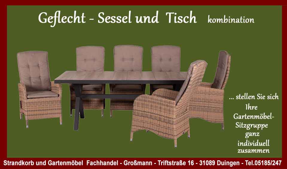 Die Geflecht Sessel  und Gartentisch kombination Juan spotted brown und der Fliesenkeramik Gartentisch bieten Platz für bis zu 10 Personen Die Gartenmöbel  Geflecht Sessel  und Gartentisch kombination Juan spotted brown und der große ausziehbare  Fliesenkeramik Gartentisch bieten Platz für bis zu 10 Personen