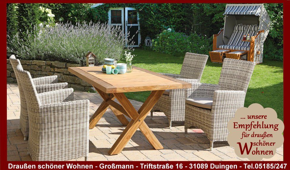 Wetterfeste Gartenmöbel Sessel mit Geflecht aus Polyrattan wie der Sonnenpartner Gartenstuhl Ikarus sind absolut bequem