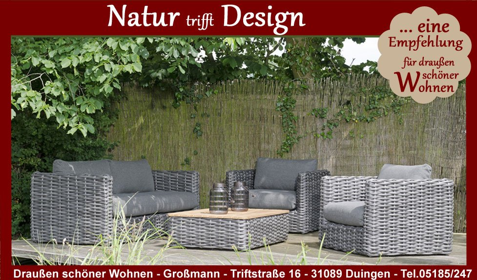 Sands Gartenmöbel -Lounge, wetterfeste Polyrattan Gartenmöbel Lounge Set Sands  mit Lounge-Sessel und Lounge-Sofa Die Natur trifft das  Design  und somit zeigt die Sonnenpartner Gartenmöbel  Outdoor Gartenlounge Sands aus Polyratten ihre volle Wirkung