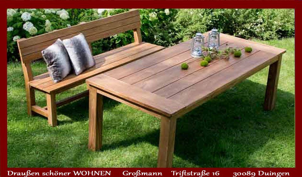 Teakholz Gartenmöbel_Gartenbank Teak mit Tisch_ Teakholz Gartentische_Teakholz Bank_Teak Gartentisch