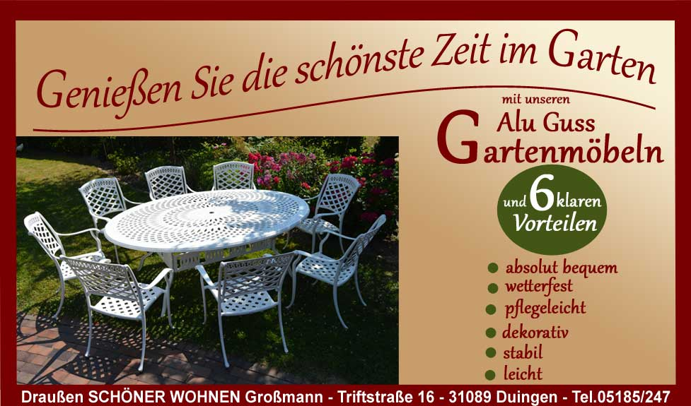 Alu Guss Gartenmöbel wetterfest weiss pulverbeschichtet im Landhausstil Wetterfeste Alu Guss Gartenmöbel weiss kaufen_ Weiße Gartenmöbel aus Metall Gußeisen im Landhausstiel kaufen