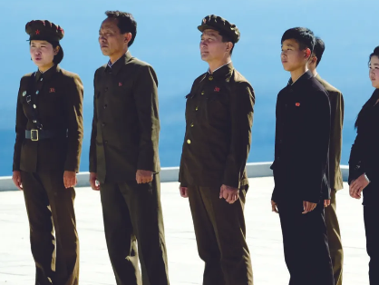 Gruppenbild auf Bergspitze, Paektusan, Nordkorea