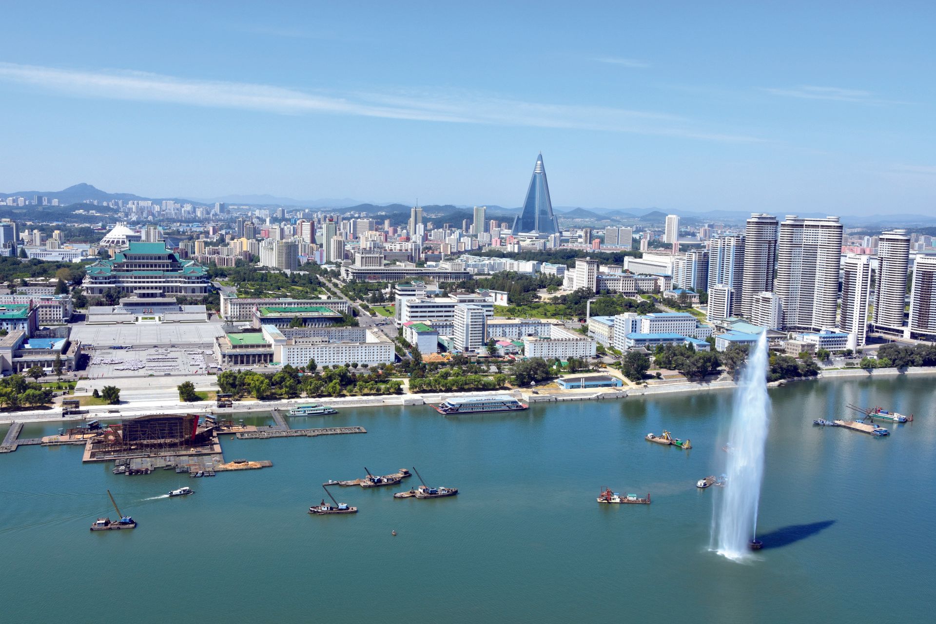 Pjöngjang Panorama, Pjöngjang, Nordkorea, aufgenommen von Juche-Turm