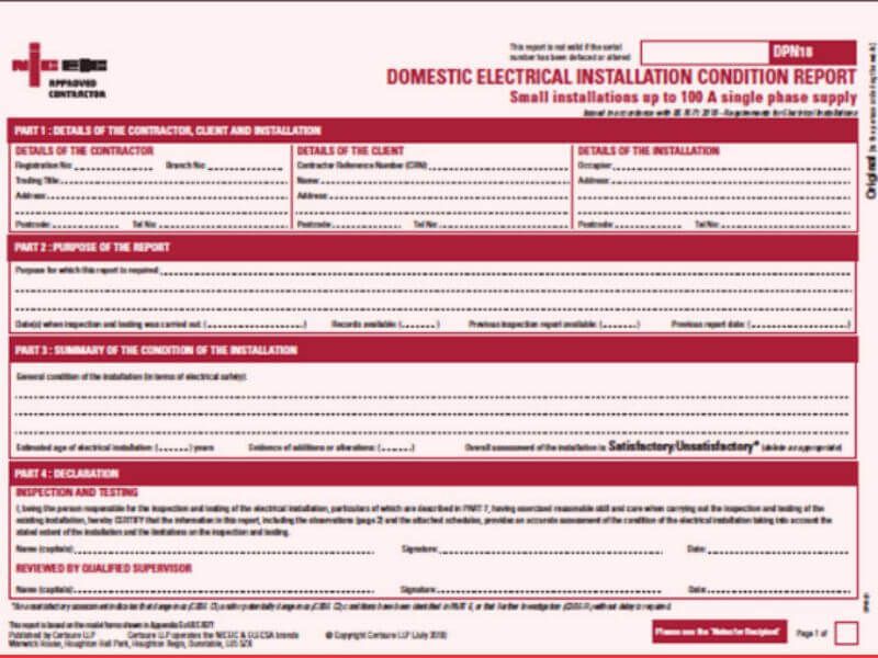 Electrical Installation Condition (EICR) Report Example