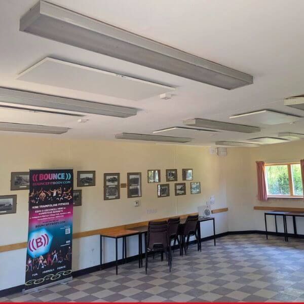 Infrared heating panels installed at Hampstead Norreys village hall by E.R Electrical.