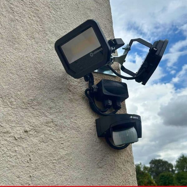 LED security floodlights installed at a home in Bourton