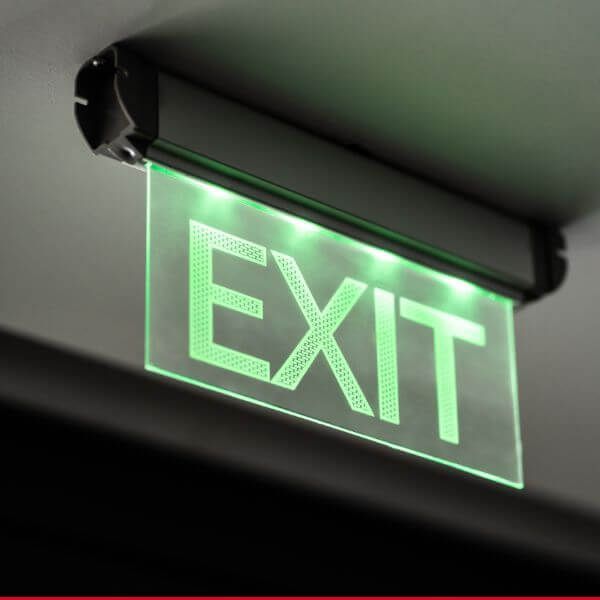 Lit up EXIT sign emergency lighting