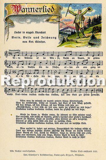 Liedpostkarte von Anton Günther, Reproduktion auf FineArtPapier con Andreas Stopp, Foto Stopp, Aue