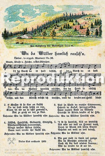 Liedpostkarte von Anton Günther, Reproduktion auf FineArtPapier con Andreas Stopp, Foto Stopp, Aue