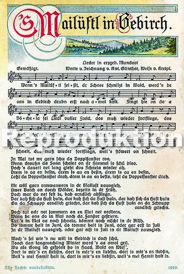 Liedpostkarte von Anton Günther, Reproduktion auf FineArtPapier con Andreas Stopp, Foto Stopp, Aue