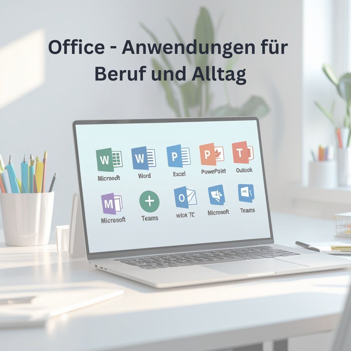 Ein Laptop mit den Office-Anwsendungen auf dem Bildschirm