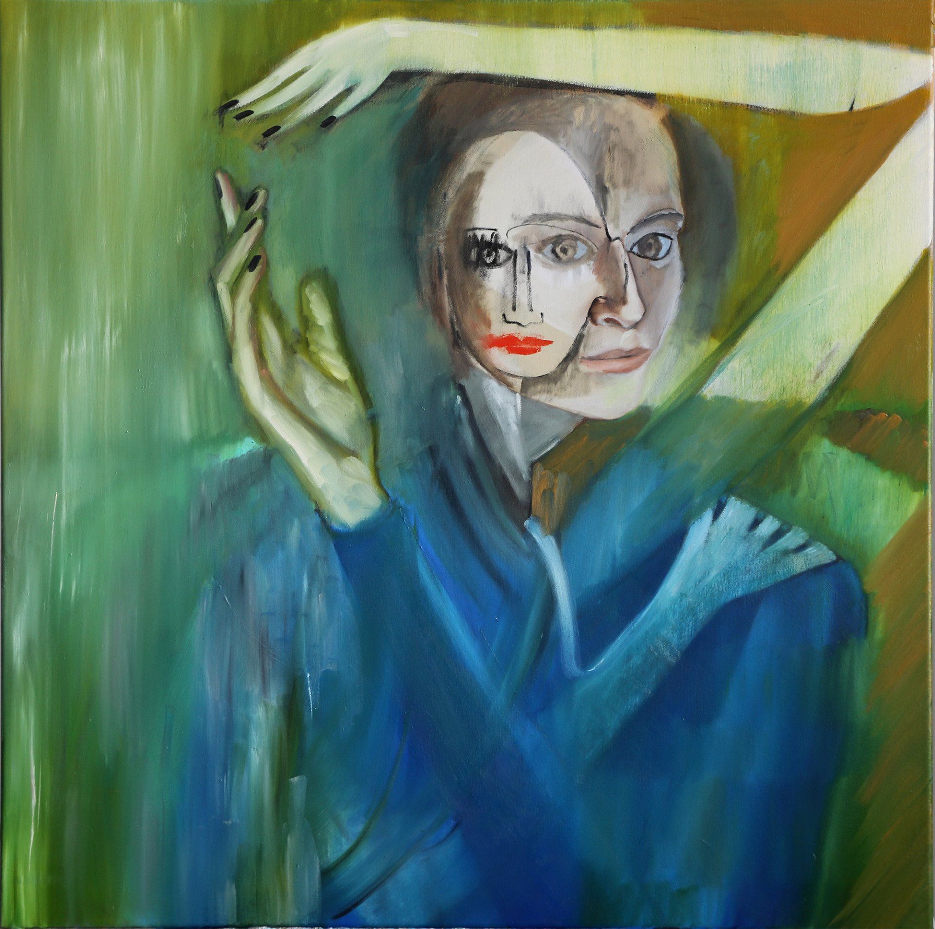 „Two-Faced No. 7“ by Sebastian Bieniek (B1EN1EK), 2014. Oil on canvas, 90 cm. x 90 cm. From the oeuvre of BieniekFace painting. „Two-Faced No. 7“ by Sebastian Bieniek (B1EN1EK), 2014. Oil on canvas, 90 cm. x 90 cm. From the oeuvre of BieniekFace painting.