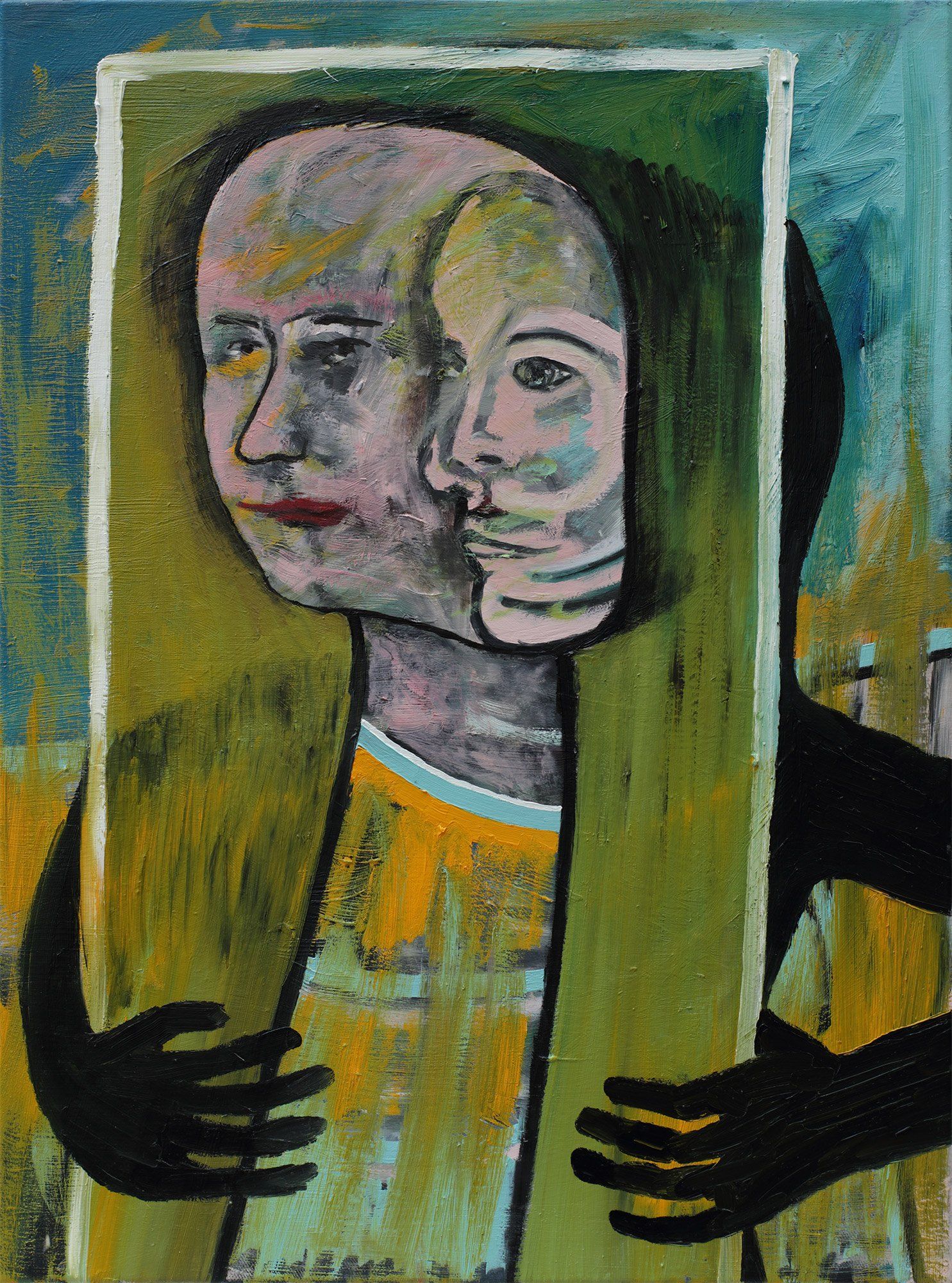 „Frameface No. 1“ by Sebastian Bieniek (B1EN1EK), 2018. Oil on canvas, 90 cm. x 60 cm. Painting from the oeuvre of Bieniekface painting by the artist. „Frameface No. 1“ by Sebastian Bieniek (B1EN1EK), 2018. Oil on canvas, 90 cm. x 60 cm. Painting from the oeuvre of Bieniekface painting by the artist.