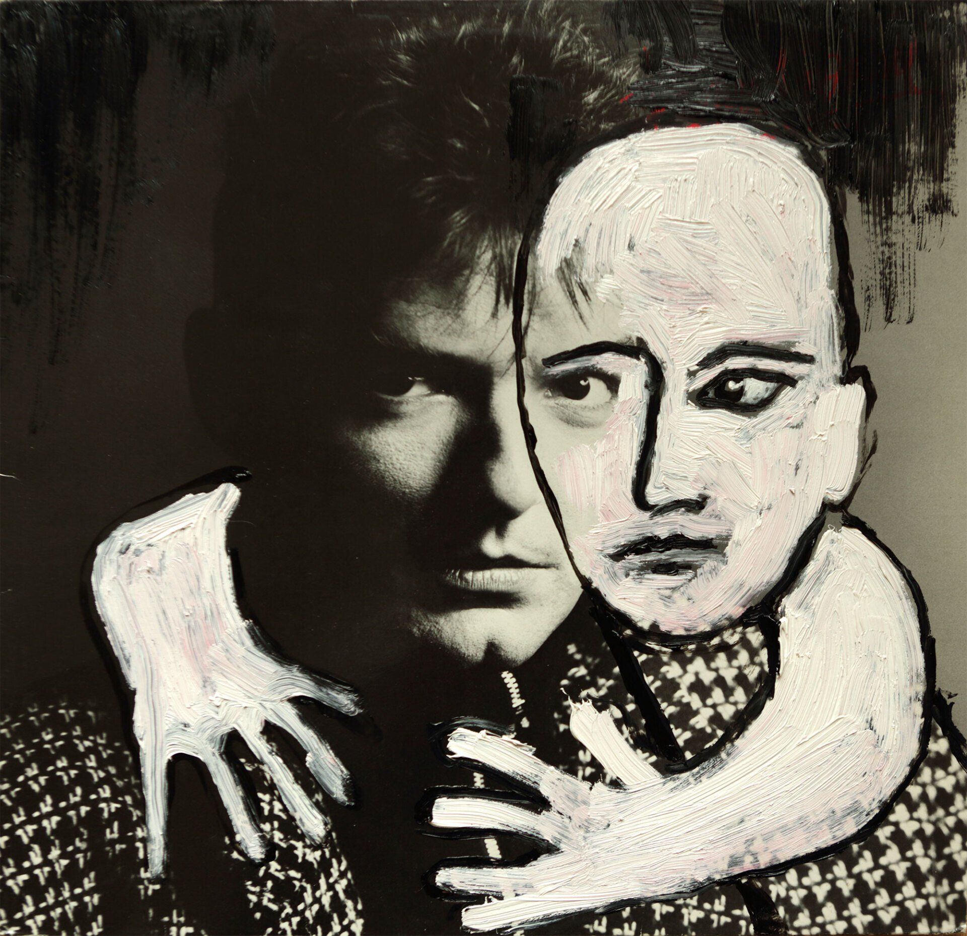 „Ghost Rider No. 1“ (Falco) by Sebastian Bieniek (B1EN1EK), 2014. Oil on original LP cover, 31,5 cm. x 30 cm. Bieniek-Paint (overpainted medium) from the oeuvre of Bieniekface by the artist. „Ghost Rider No. 1“ (Falco) by Sebastian Bieniek (B1EN1EK), 2014. Oil on original LP cover, 31,5 cm. x 30 cm. Bieniek-Paint (overpainted medium) from the oeuvre of Bieniekface by the artist.