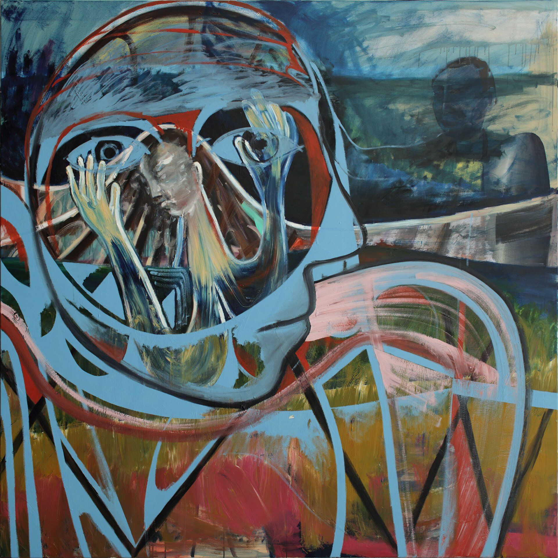 „Giant No. 1“ by Sebastian Bieniek (B1EN1EK), 2019. Oil on canvas, 200 cm. x 200 cm. Painting from the oeuvre of Bieniekface by the artist. „Giant No. 1“ by Sebastian Bieniek (B1EN1EK), 2019. Oil on canvas, 200 cm. x 200 cm. Painting from the oeuvre of Bieniekface by the artist.