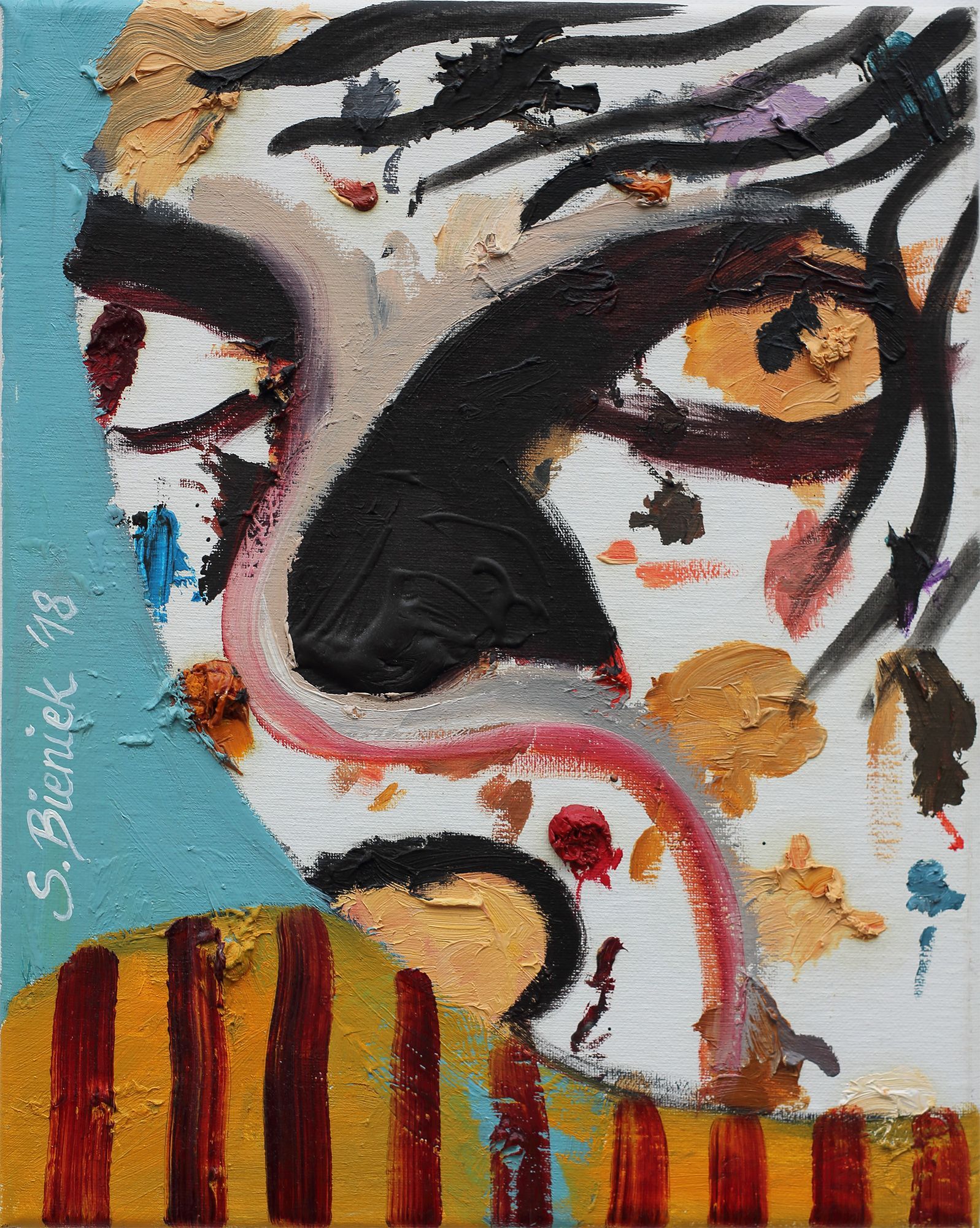 „Face no. 20“, by Sebastian Bieniek (B1EN1EK), 2018. Oil on canvas. 30 x 24 cm. From the „Face no. 20“, by Sebastian Bieniek (B1EN1EK), 2018. Oil on canvas. 30 x 24 cm. From the