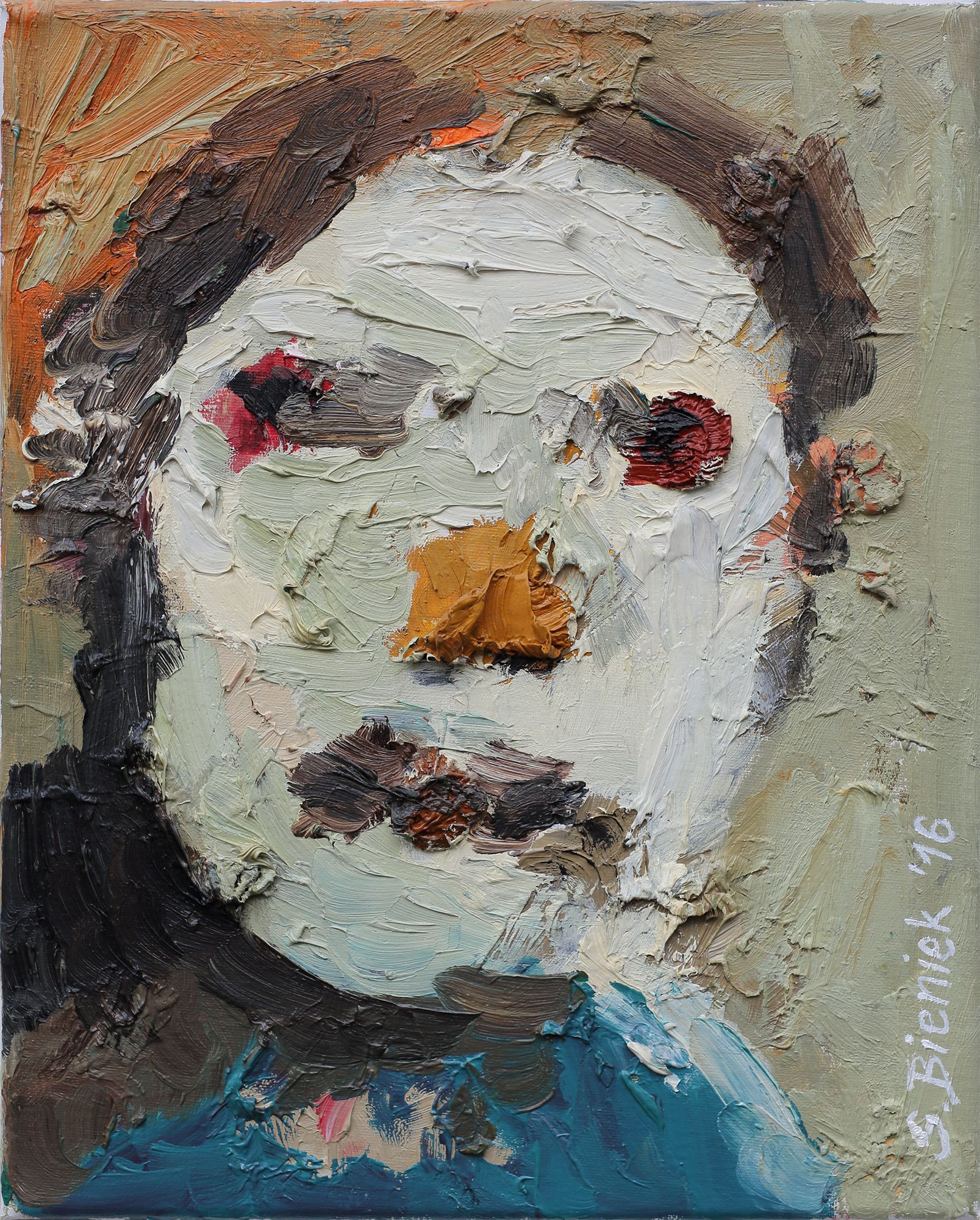 „Face no. 1“, by Sebastian Bieniek (B1EN1EK), 2016. Oil on canvas. 30 x 24 cm. From the 