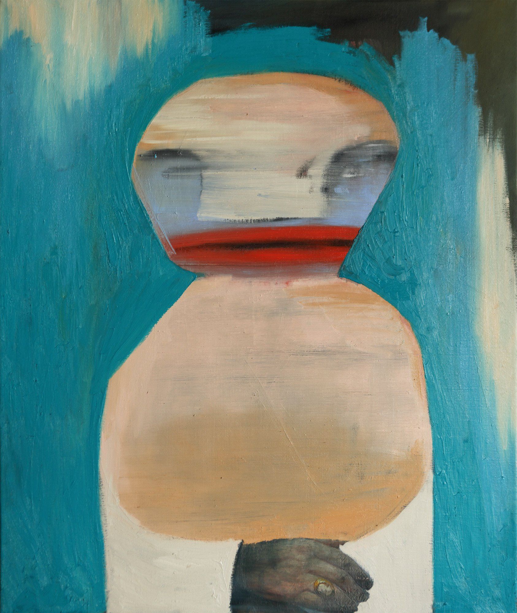 „Wide Face No. 1“ by Sebastian Bieniek (B1EN1EK), 2014. Overpainted old painting (oil on canvas) from 1952. 74,5 cm. x 62,5 cm. (overpainted medium) from the oeuvre of BieniekFace (BieniekFace) by the artist. „Wide Face No. 1“ by Sebastian Bieniek (B1EN1EK), 2014. Overpainted old painting (oil on canvas) from 1952. 74,5 cm. x 62,5 cm. (overpainted medium) from the oeuvre of BieniekFace (BieniekFace) by the artist.