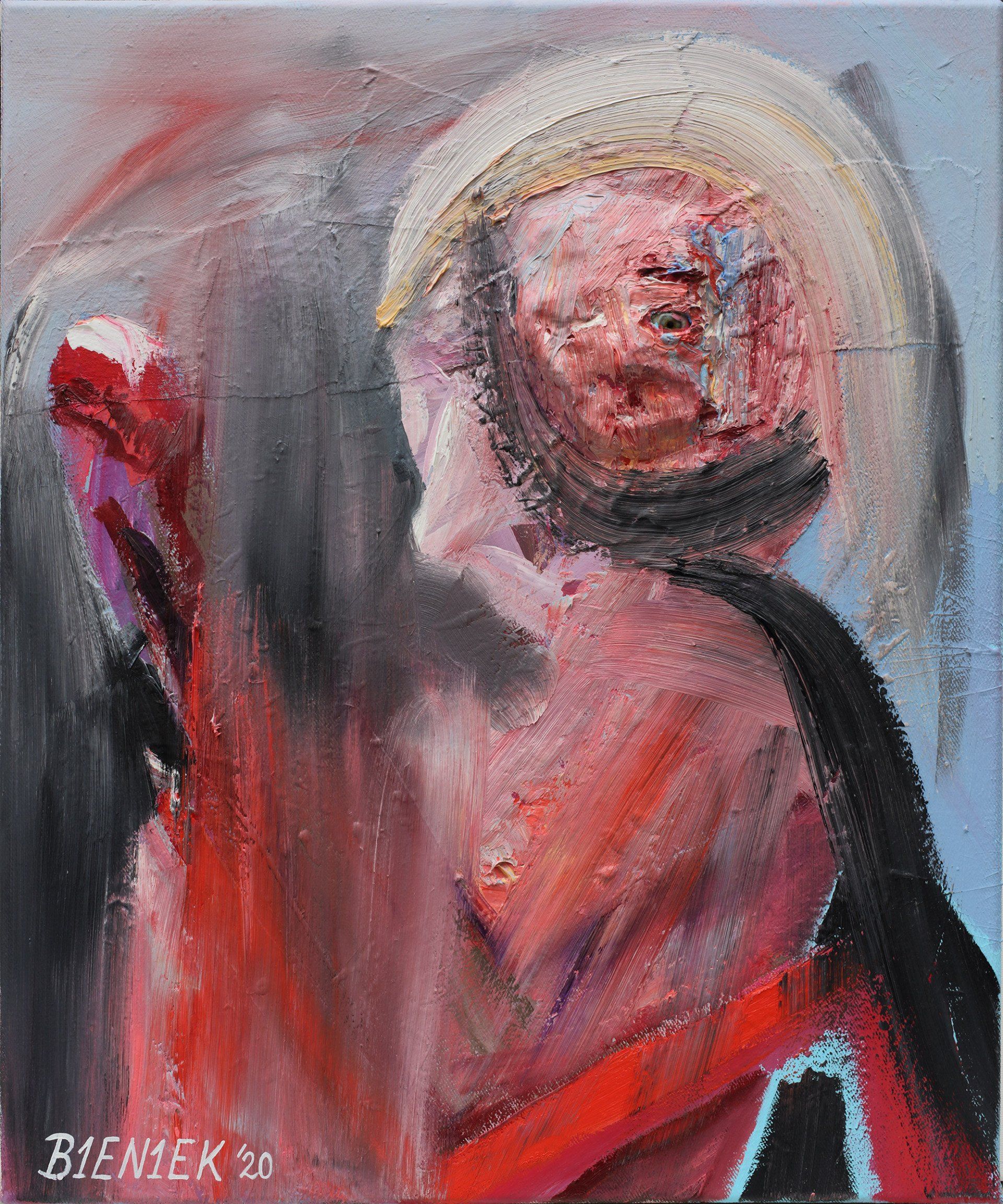 „3D Bieniekface no. 2“ by Sebastian Bieniek (B1EN1EK), 2020. Sculpture, acrylic and oil on canvas, 60 cm. x 50 cm. Sculptured painting from the oeuvre of Bieniekface by the artist. „3D Bieniekface no. 2“ by Sebastian Bieniek (B1EN1EK), 2020. Sculpture, acrylic and oil on canvas, 60 cm. x 50 cm. Sculptured painting from the oeuvre of Bieniekface by the artist.