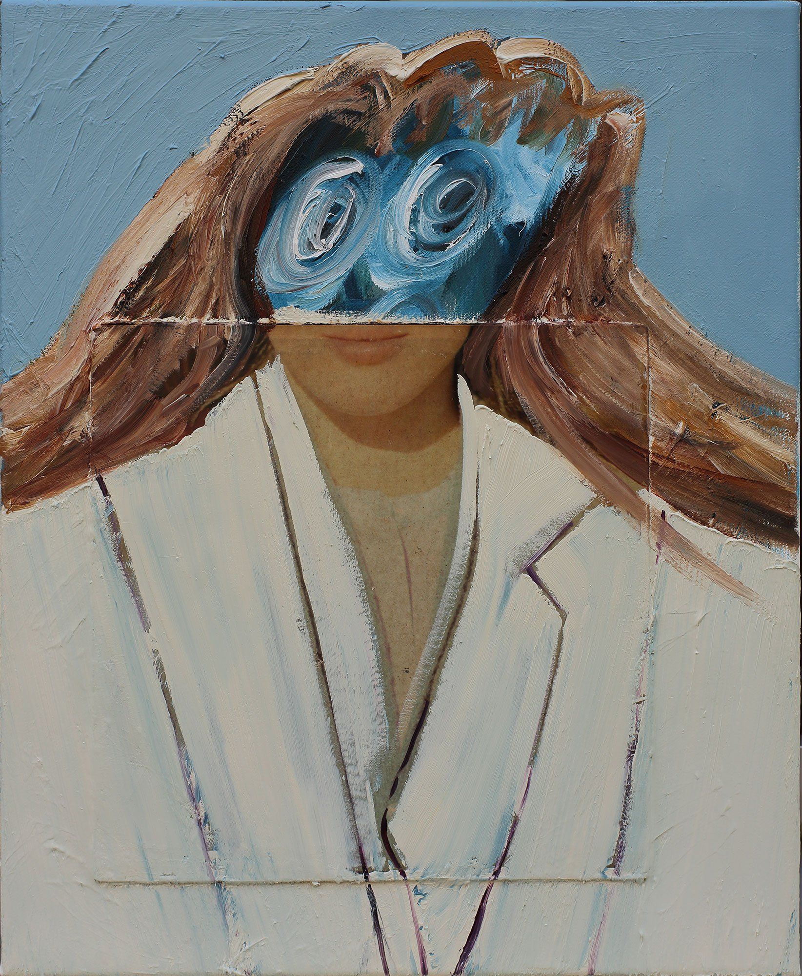 „Combiface No. 2“ by Sebastian Bieniek (B1EN1EK), 2019. Oil on canvas, 55 cm. x 45 cm. Painting from the oeuvre of Bieniekface by the artist. „Combiface No. 2“ by Sebastian Bieniek (B1EN1EK), 2019. Oil on canvas, 55 cm. x 45 cm. Painting from the oeuvre of Bieniekface by the artist.