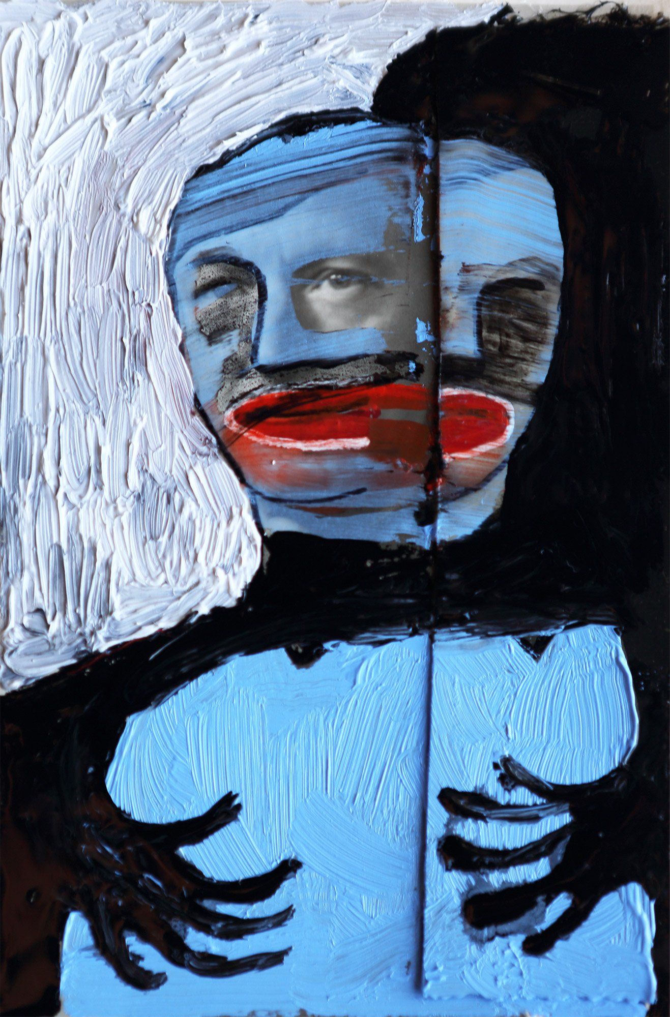 „Threeeye No. 3“ by Sebastian Bieniek (B1EN1EK), 2014. Overpainted old photography (oil colors) from 1941. 13,3 cm. x 8,7 cm. (overpainted medium, here an old photography) from the oeuvre of BieniekFace (Bieniek-Face) by the artist. „Threeeye No. 3“ by Sebastian Bieniek (B1EN1EK), 2014. Overpainted old photography (oil colors) from 1941. 13,3 cm. x 8,7 cm. (overpainted medium, here an old photography) from the oeuvre of BieniekFace (Bieniek-Face) by the artist.