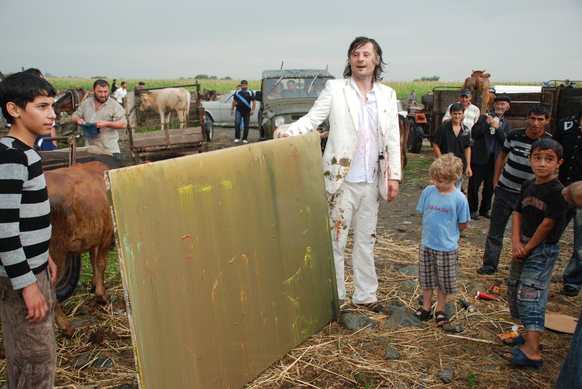 Sebastian Bieniek performance at the cattle market in Pona, Georgia, 2011. Sebastian Bieniek performance at the cattle market in Pona, Georgia, 2011.