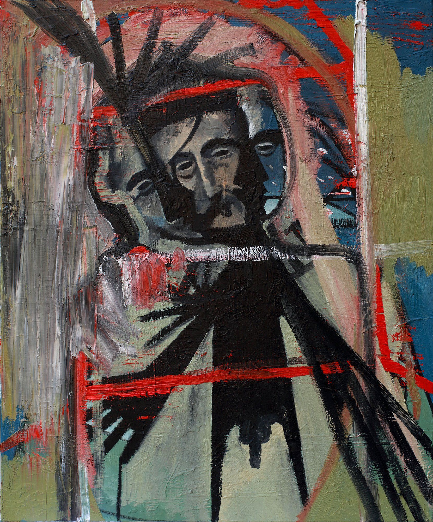 „Face Behind The Face No. 5“ by Sebastian Bieniek (B1EN1EK), 2019. Oil on canvas, 110 cm. x 90 cm. Painting from the oeuvre of Bieniekface painting by the artist. „Face Behind The Face No. 5“ by Sebastian Bieniek (B1EN1EK), 2019. Oil on canvas, 110 cm. x 90 cm. Painting from the oeuvre of Bieniekface painting by the artist.