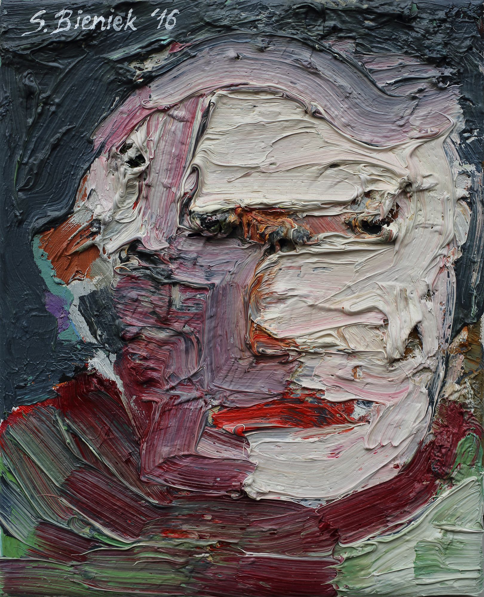 „Face no. 5“, by Sebastian Bieniek (B1EN1EK), 2016. Oil on canvas. 30 x 24 cm. From the „Face no. 5“, by Sebastian Bieniek (B1EN1EK), 2016. Oil on canvas. 30 x 24 cm. From the