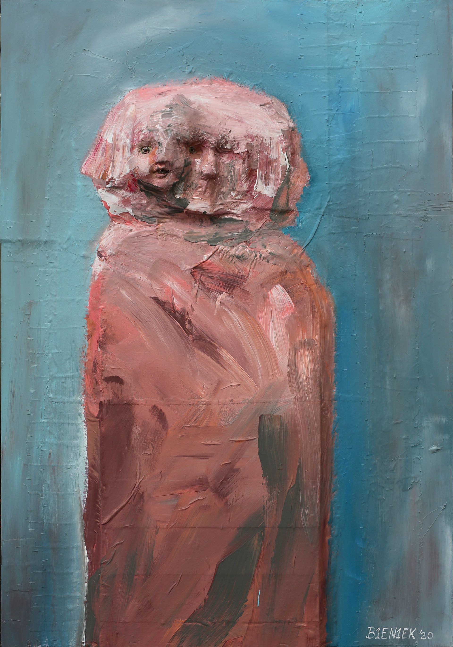 „3D Bieniekface no. 7“ by Sebastian Bieniek (B1EN1EK), 2020. Sculpture, acrylic and oil on canvas, 120 cm. x 84 cm. Sculptured painting from the oeuvre of Bieniekface by the artist. „3D Bieniekface no. 7“ by Sebastian Bieniek (B1EN1EK), 2020. Sculpture, acrylic and oil on canvas, 120 cm. x 84 cm. Sculptured painting from the oeuvre of Bieniekface by the artist.