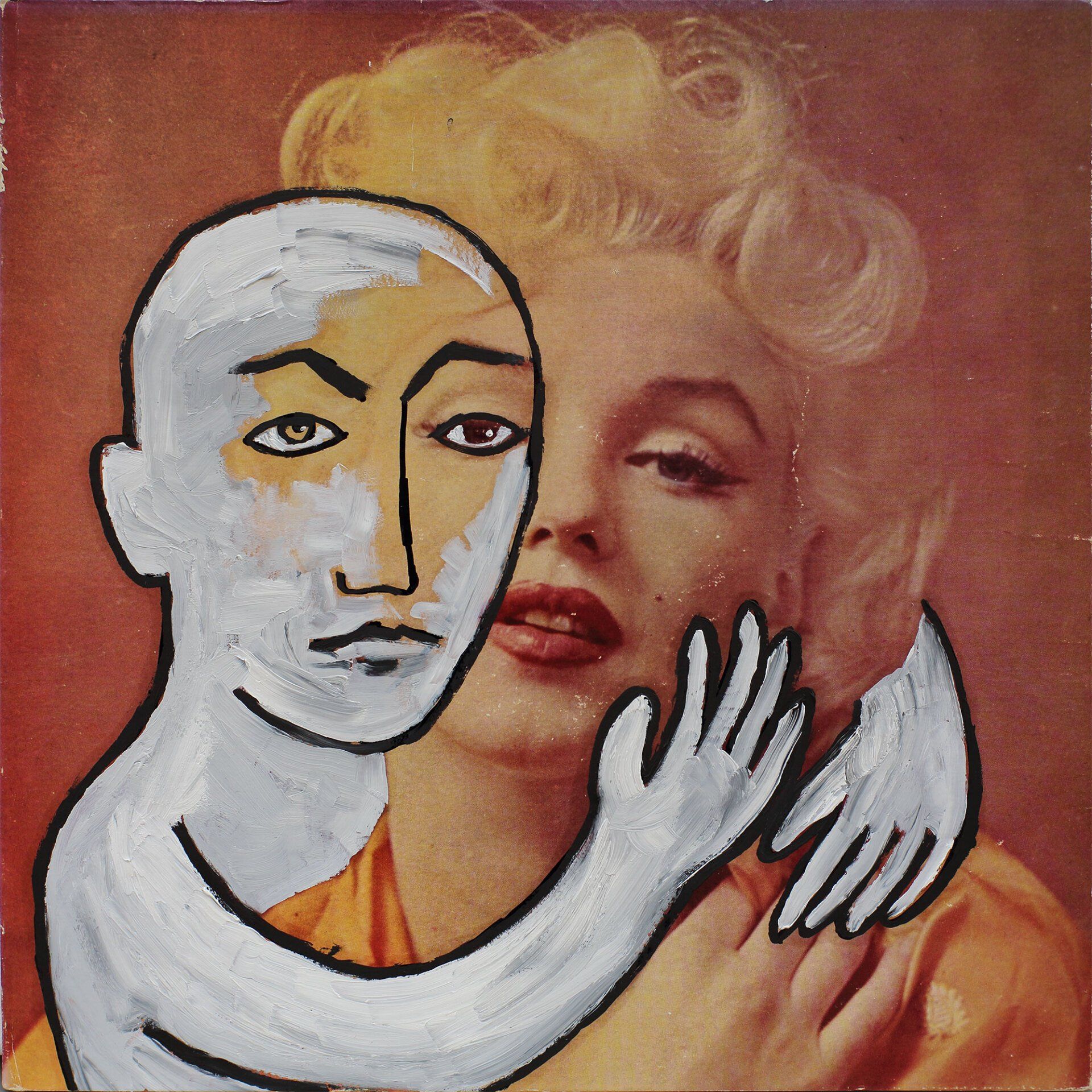 „Ghost Rider No. 9“ (Marilyn Monroe) by Sebastian Bieniek (B1EN1EK), 2019. Oil on original LP cover, 31,5 cm. x 30 cm. Bieniek-Paint (overpainted medium) from the oeuvre of Bieniek-Face (BieniekFace) by the artist.