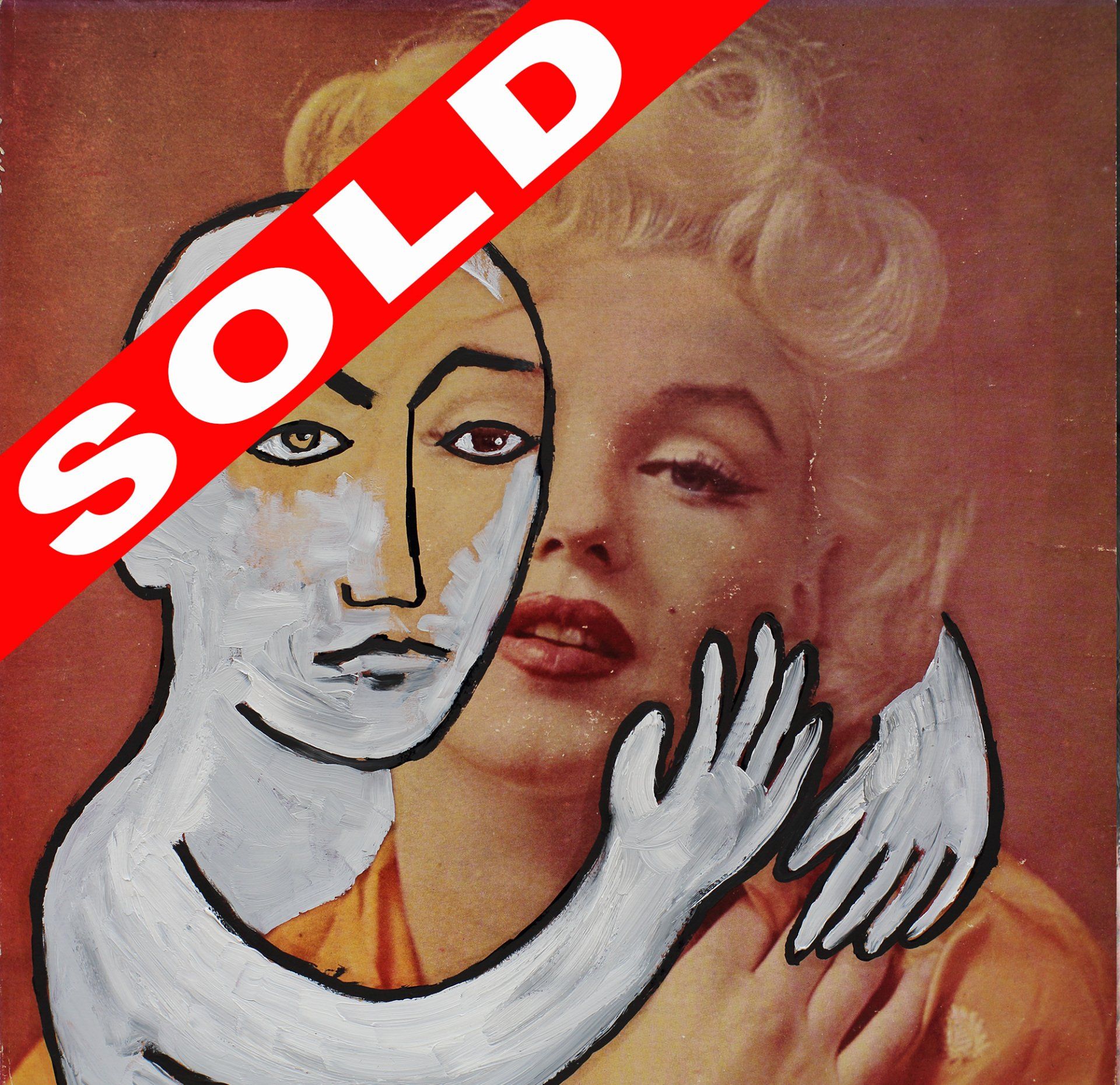 „Ghost Rider No. 9“ (Marilyn Monroe) by Sebastian Bieniek (B1EN1EK), 2019. Oil on original LP cover, 31,5 cm. x 30 cm. Bieniek-Paint (overpainted medium) from the oeuvre of Bieniek-Face (BieniekFace) by the artist. „Ghost Rider No. 9“ (Marilyn Monroe) by Sebastian Bieniek (B1EN1EK), 2019. Oil on original LP cover, 31,5 cm. x 30 cm. Bieniek-Paint (overpainted medium) from the oeuvre of Bieniek-Face (BieniekFace) by the artist.