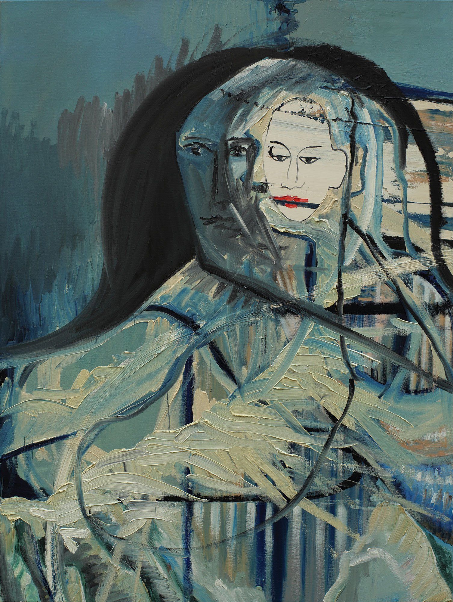 „Face Behind The Face No. 10“ by Sebastian Bieniek (B1EN1EK), 2017. Oil on canvas, 120 cm. x 90 cm. Painting from the oeuvre of Bieniekface painting by the artist. „Face Behind The Face No. 10“ by Sebastian Bieniek (B1EN1EK), 2017. Oil on canvas, 120 cm. x 90 cm. Painting from the oeuvre of Bieniekface painting by the artist.