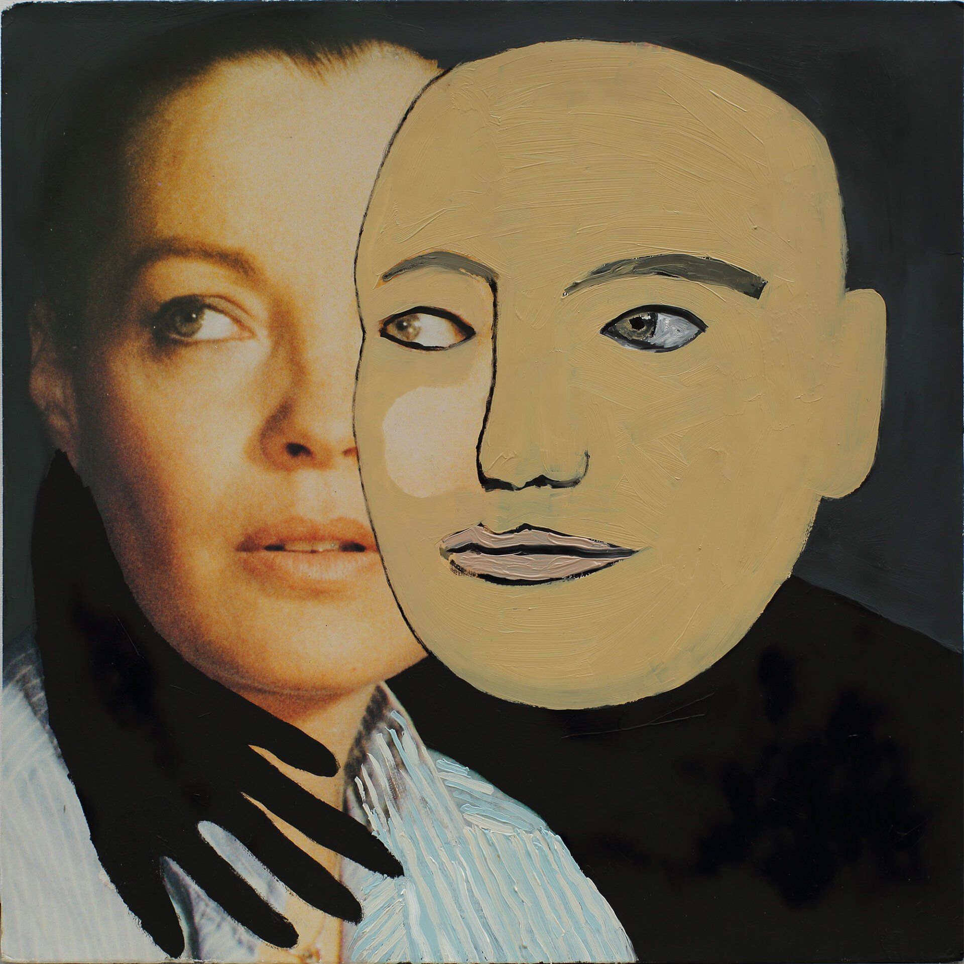 „Ghost Rider No. 10“ (Romy Schneider) by Sebastian Bieniek (B1EN1EK), 2019. Oil on original LP cover, 31,5 cm. x 30 cm. Bieniek-Paint (overpainted medium) from the oeuvre of Bieniekface by the artist. „Ghost Rider No. 10“ (Romy Schneider) by Sebastian Bieniek (B1EN1EK), 2019. Oil on original LP cover, 31,5 cm. x 30 cm. Bieniek-Paint (overpainted medium) from the oeuvre of Bieniekface by the artist.