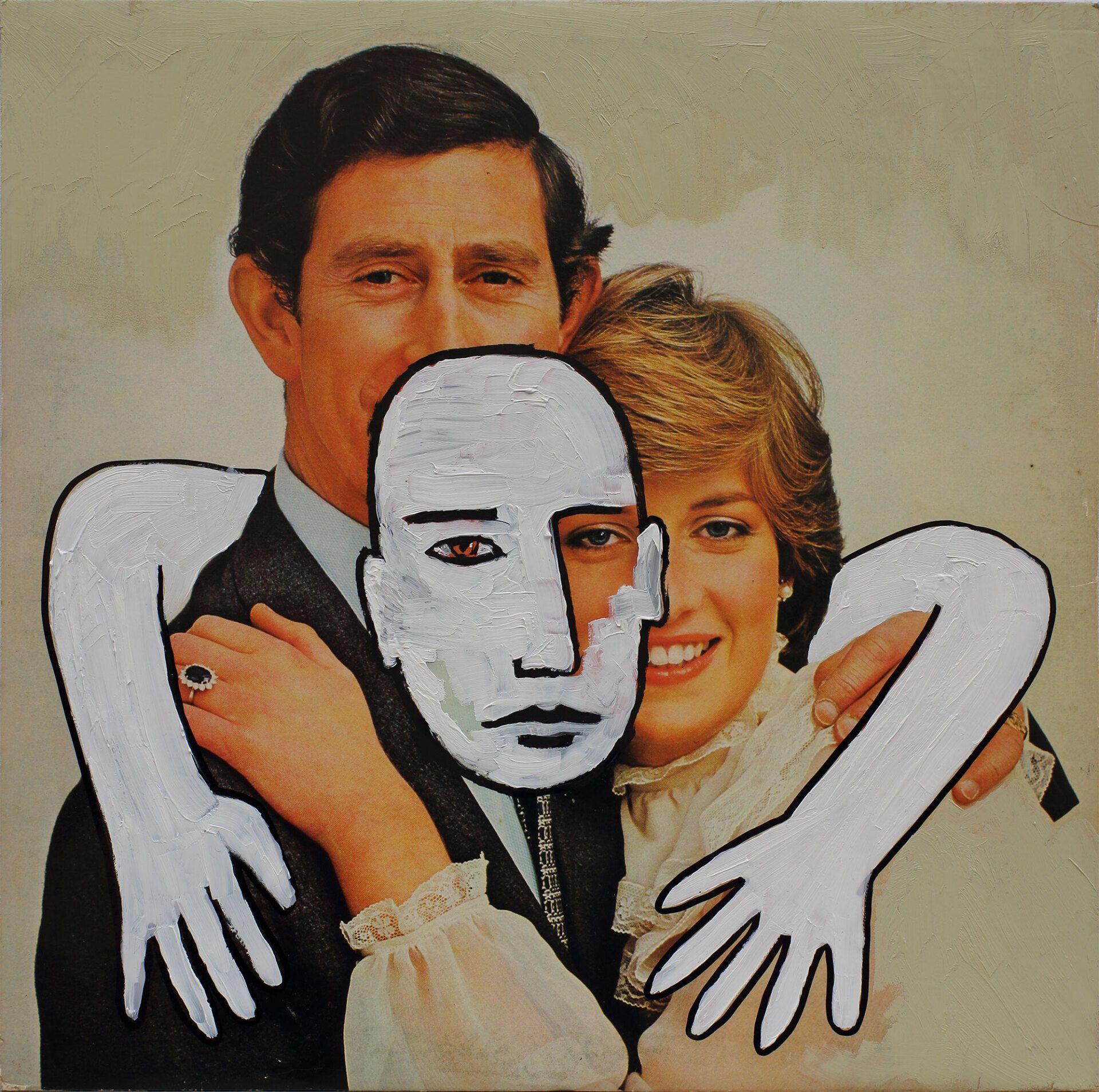 „Ghost Rider No. 11“ (Prinzess Diana) by Sebastian Bieniek (B1EN1EK), 2019. Oil on original LP cover, 31,5 cm. x 30 cm. Bieniek-Paint (overpainted medium) from the oeuvre of Bieniekface by the artist. „Ghost Rider No. 11“ (Prinzess Diana) by Sebastian Bieniek (B1EN1EK), 2019. Oil on original LP cover, 31,5 cm. x 30 cm. Bieniek-Paint (overpainted medium) from the oeuvre of Bieniekface by the artist.