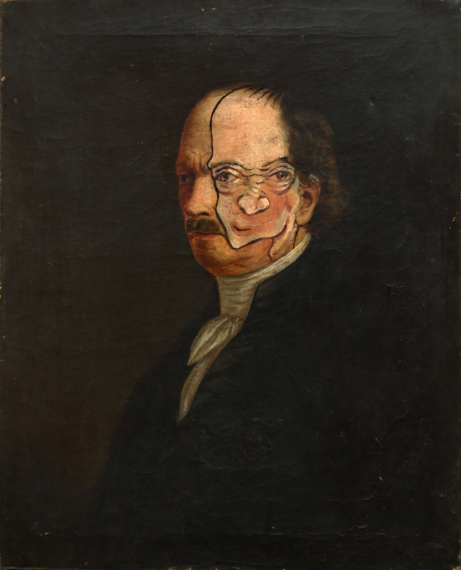 “Facination No. 11” by Sebastian Bieniek (B1EN1EK) 2014. Overpainted painting (oil on canvas) from 1870. 56 cm. x 45 cm. (overpainted medium). Part of the BieniekFace (Bieniek-Face) oeuvre by the artist. “Facination No. 11” by Sebastian Bieniek (B1EN1EK) 2014. Overpainted painting (oil on canvas) from 1870. 56 cm. x 45 cm. (overpainted medium). Part of the BieniekFace (Bieniek-Face) oeuvre by the artist.