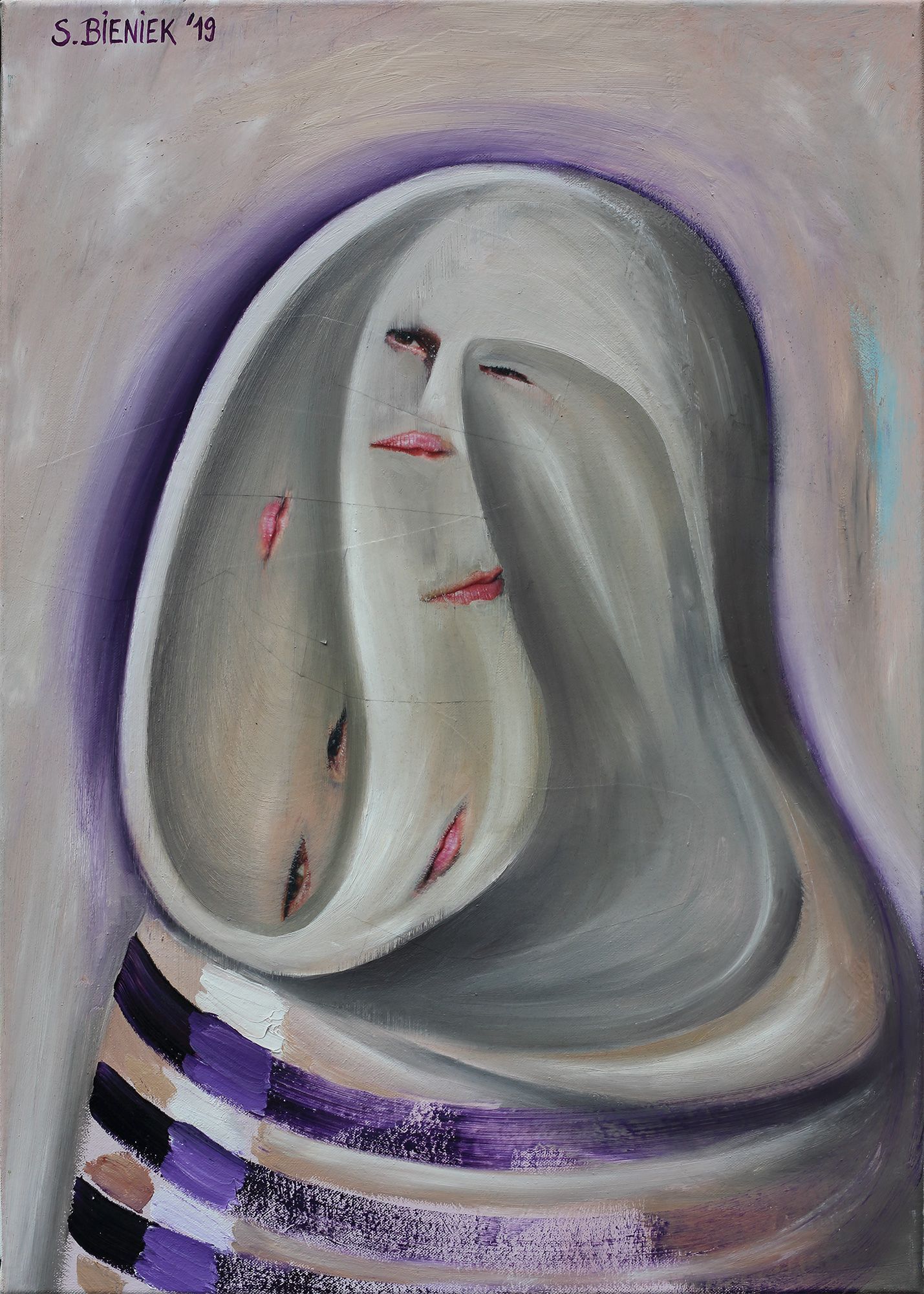 „Two-Faced No. 11“ by Sebastian Bieniek, 2019. Oil on canvas, 70 cm. x 50 cm., before also titeled „Two-Faced No. 11“ by Sebastian Bieniek, 2019. Oil on canvas, 70 cm. x 50 cm., before also titeled