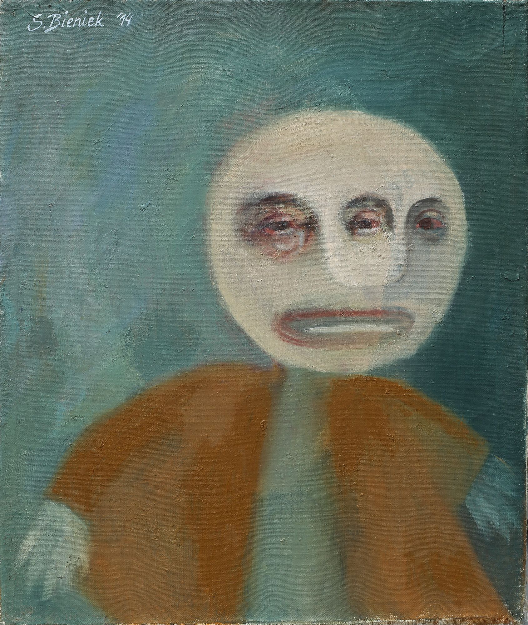 „Two-Faced No. 12“ by Sebastian Bieniek, 2014. Oil on canvas, 47,2 cm. x 39,2 cm., before also titeled   „Two-Faced No. 12“ by Sebastian Bieniek, 2014. Oil on canvas, 47,2 cm. x 39,2 cm., before also titeled