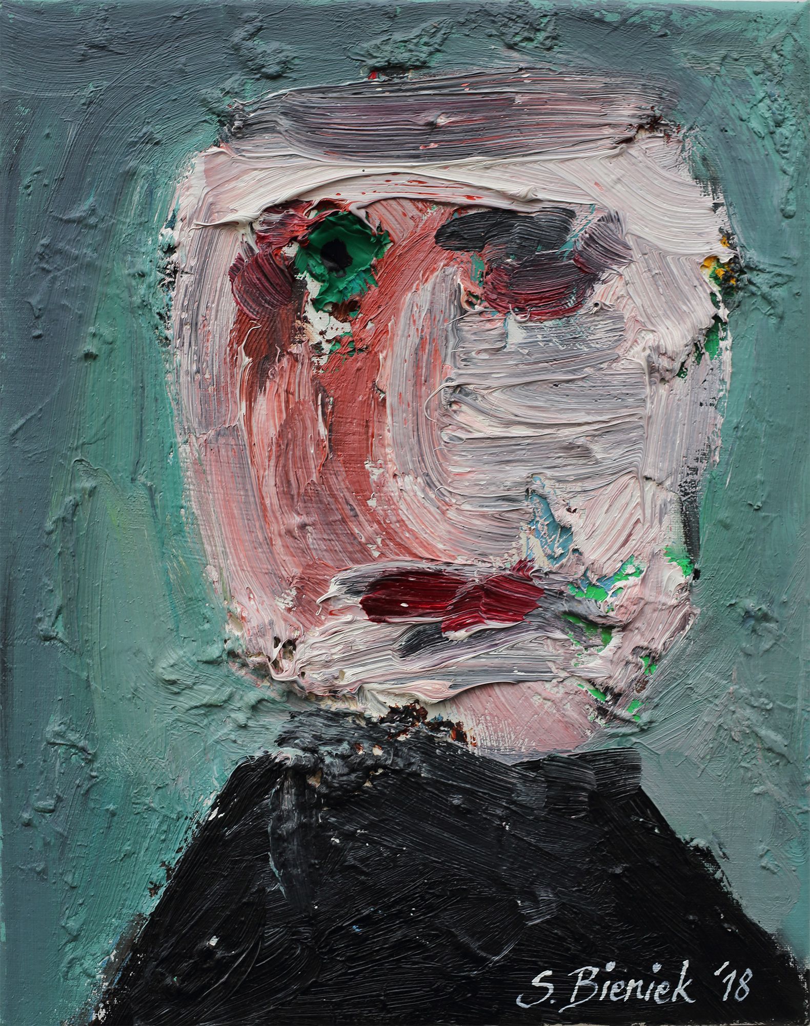 „Face no. 12“, by Sebastian Bieniek (B1EN1EK), 2018. Oil on canvas. 30 x 24 cm. From the 