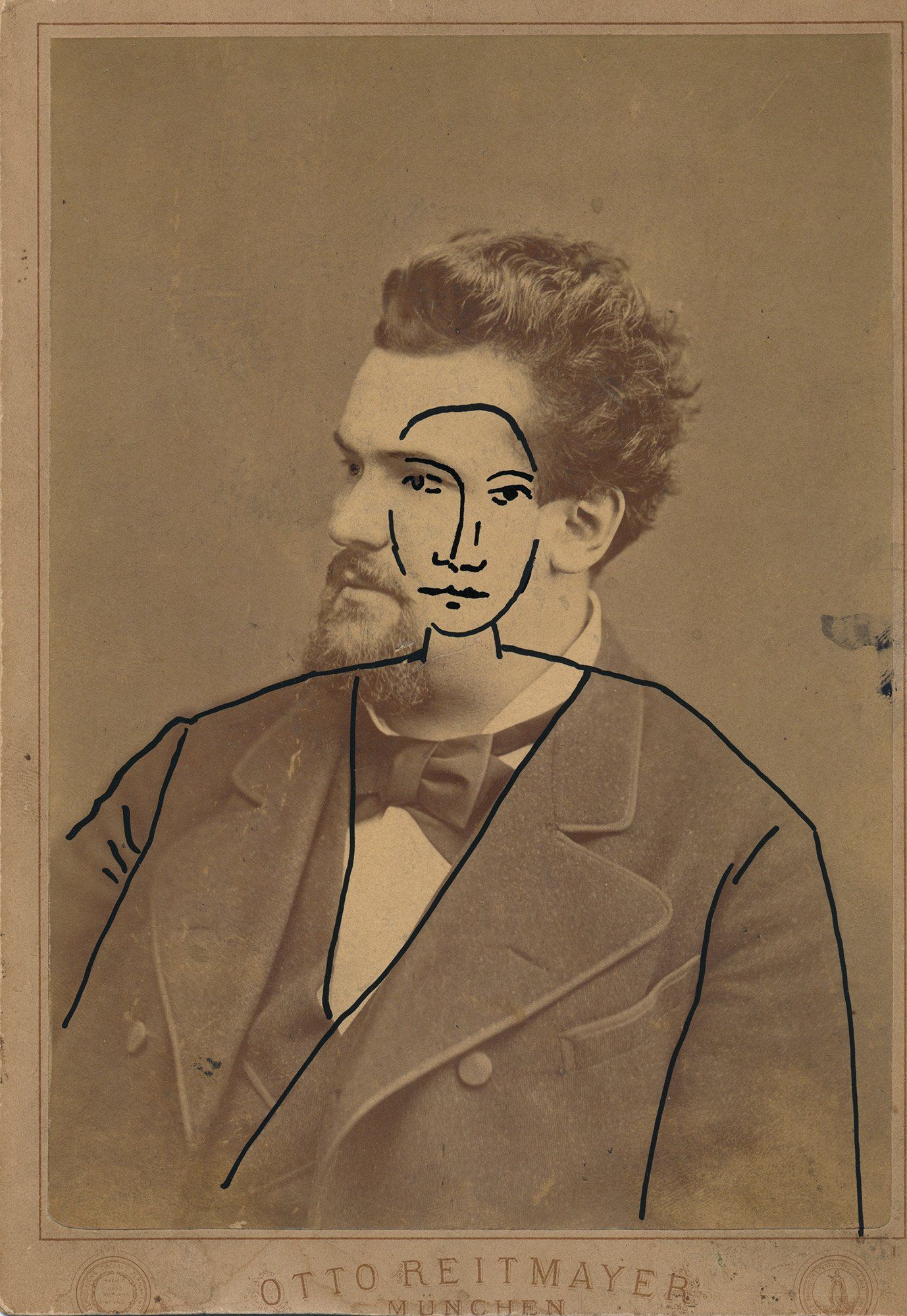 “Facination No. 19” by Sebastian Bieniek (B1EN1EK) 2014. Drawing on orig. photography from 1914. 21 cm. x 14,9 cm. (overpainted medium). Part of the BieniekFace (Bieniek-Face) oeuvre by the artist. “Facination No. 19” by Sebastian Bieniek (B1EN1EK) 2014. Drawing on orig. photography from 1914. 21 cm. x 14,9 cm. (overpainted medium). Part of the BieniekFace (Bieniek-Face) oeuvre by the artist.