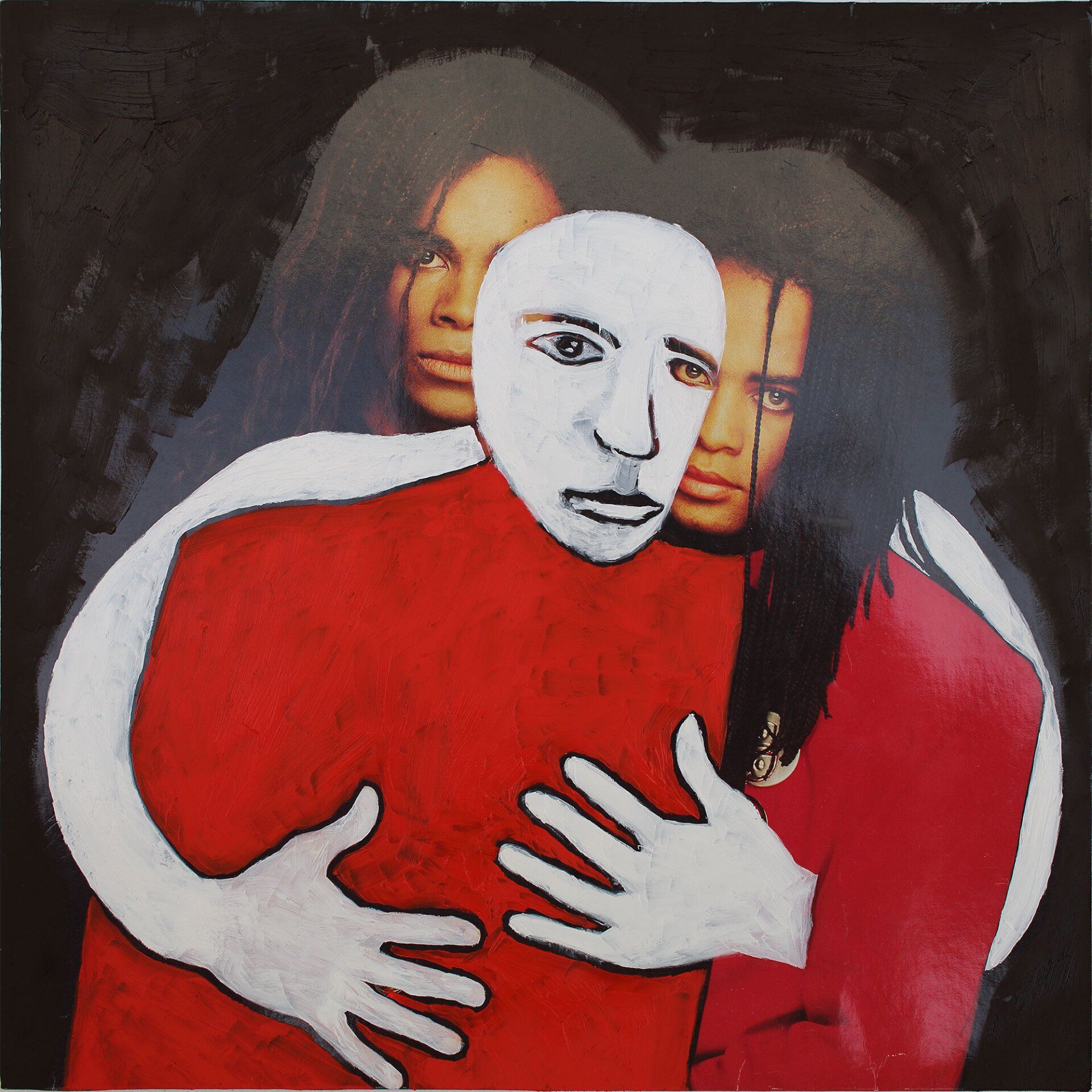 „Ghost Rider No. 19“ (Rob Pilatus / Milli Vanilli) by Sebastian Bieniek (B1EN1EK), 2019. Oil on original LP cover, 31,5 cm. x 30 cm. Bieniek-Paint (overpainted medium) from the oeuvre of Bieniekface by the artist. „Ghost Rider No. 19“ (Rob Pilatus / Milli Vanilli) by Sebastian Bieniek (B1EN1EK), 2019. Oil on original LP cover, 31,5 cm. x 30 cm. Bieniek-Paint (overpainted medium) from the oeuvre of Bieniekface by the artist.