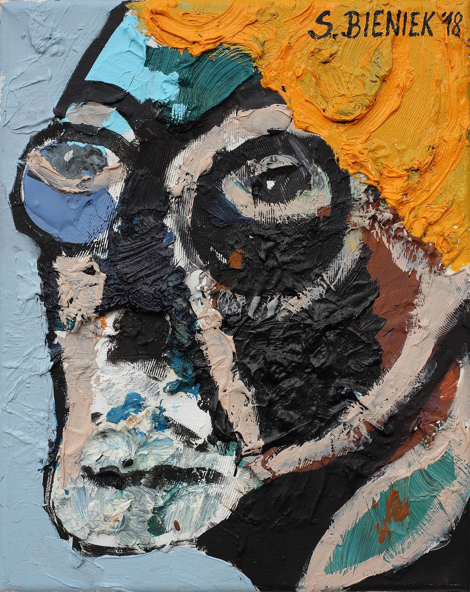 „Face no. 22“, by Sebastian Bieniek (B1EN1EK), 2018. Oil on canvas. 30 x 24 cm. From the „Face no. 22“, by Sebastian Bieniek (B1EN1EK), 2018. Oil on canvas. 30 x 24 cm. From the