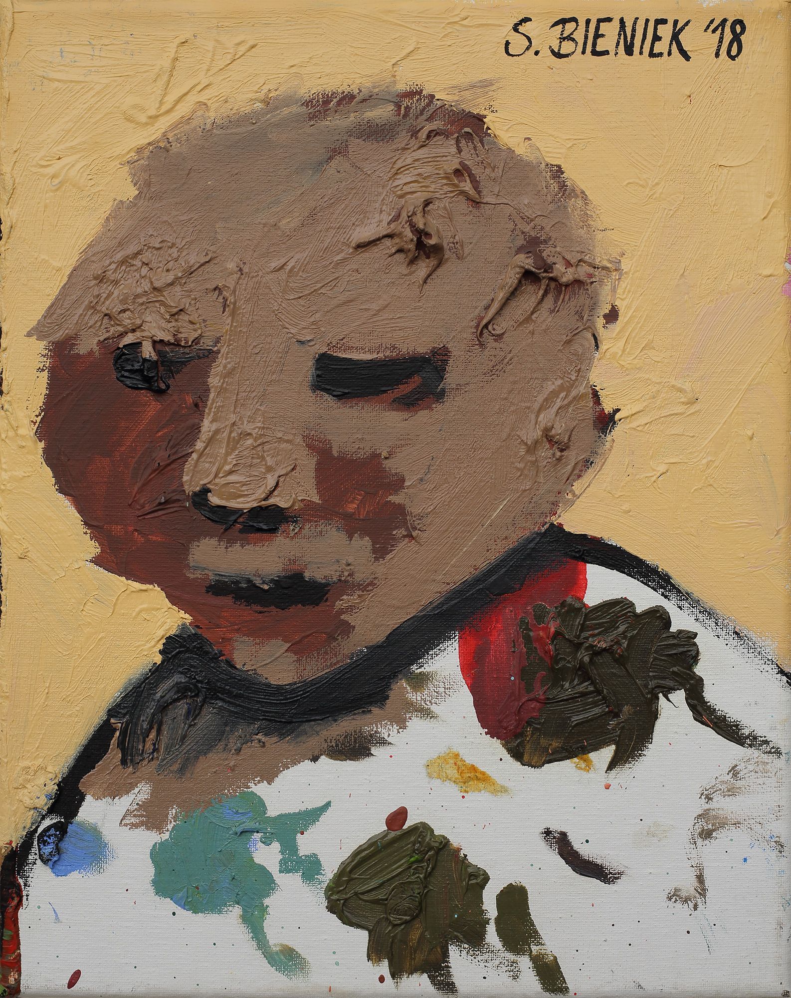 „Face no. 23“, by Sebastian Bieniek (B1EN1EK), 2018. Oil on canvas. 30 x 24 cm. From the 