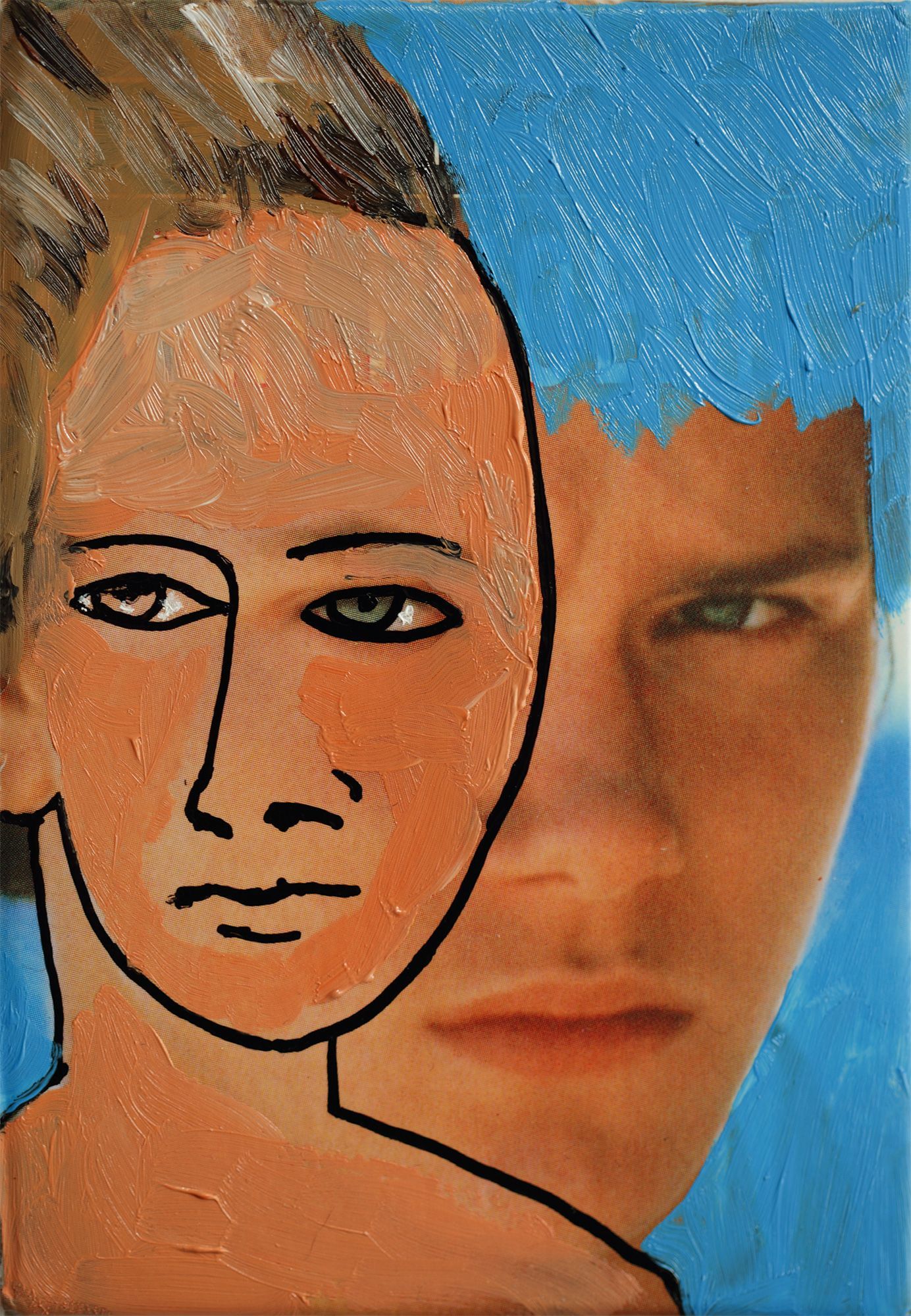 „Ghost Rider No. 30“ (River Phoenix 1/4) by Sebastian Bieniek, 2022. Oil on board (book cover), 11 cm. x 7,5 cm. From the 58, 58 icons, art, artwork, 58 icons club, the 58 icons club, 58 ikonen club, club 58, 27 club, club 27, Kunst, artwork, Kunst, Künstler, artist, 58 painting, buy, auction, available, preis, prize, members, gallery, exhibition, book, ghost, angel, pleiadian king, ghost rider art,