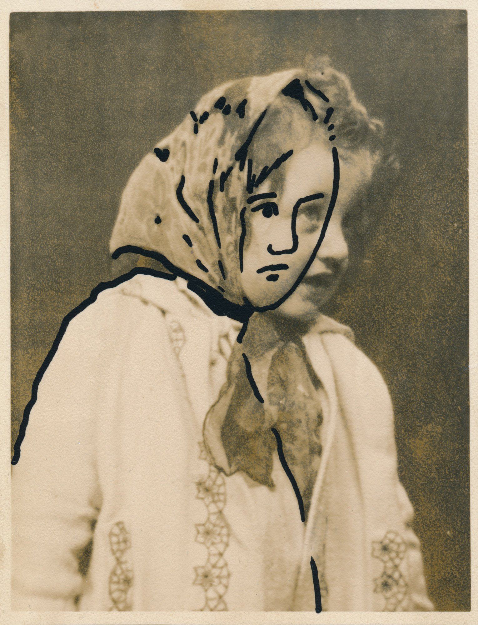 „Facination No. 31“ by Sebastian Bieniek (B1EN1EK), 2014. Overdrawed orig. photography from 1943, 11,3 cm. x 8,7 cm. (overpainted medium). Part of the BieniekFace (Bieniek-Face) oeuvre by the artist. „Facination No. 31“ by Sebastian Bieniek (B1EN1EK), 2014. Overdrawed orig. photography from 1943, 11,3 cm. x 8,7 cm. (overpainted medium). Part of the BieniekFace (Bieniek-Face) oeuvre by the artist.