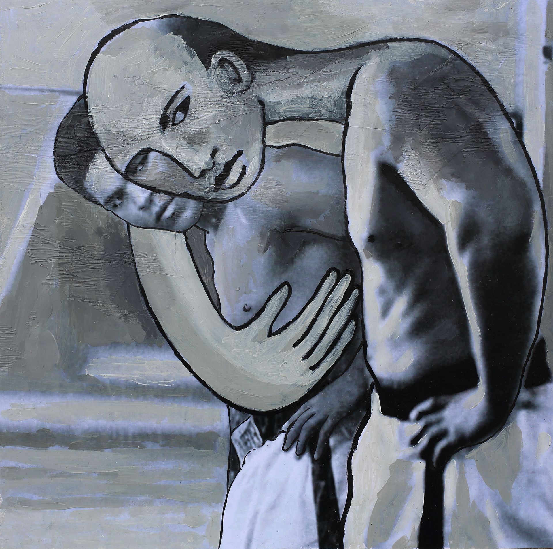 „Ghost Rider No. 35“ (Muhammad Ali 2/4) by Sebastian Bieniek, 2022. Acryl on board, 31 cm. x 31,5 cm. From the 58, 58 icons, art, artwork, 58 icons club, the 58 icons club, 58 ikonen club, club 58, 27 club, club 27, Kunst, artwork, Kunst, Künstler, artist, 58 painting, buy, auction, available, preis, prize, members, gallery, exhibition, book, ghost, angel, pleiadian king, ghost rider art,