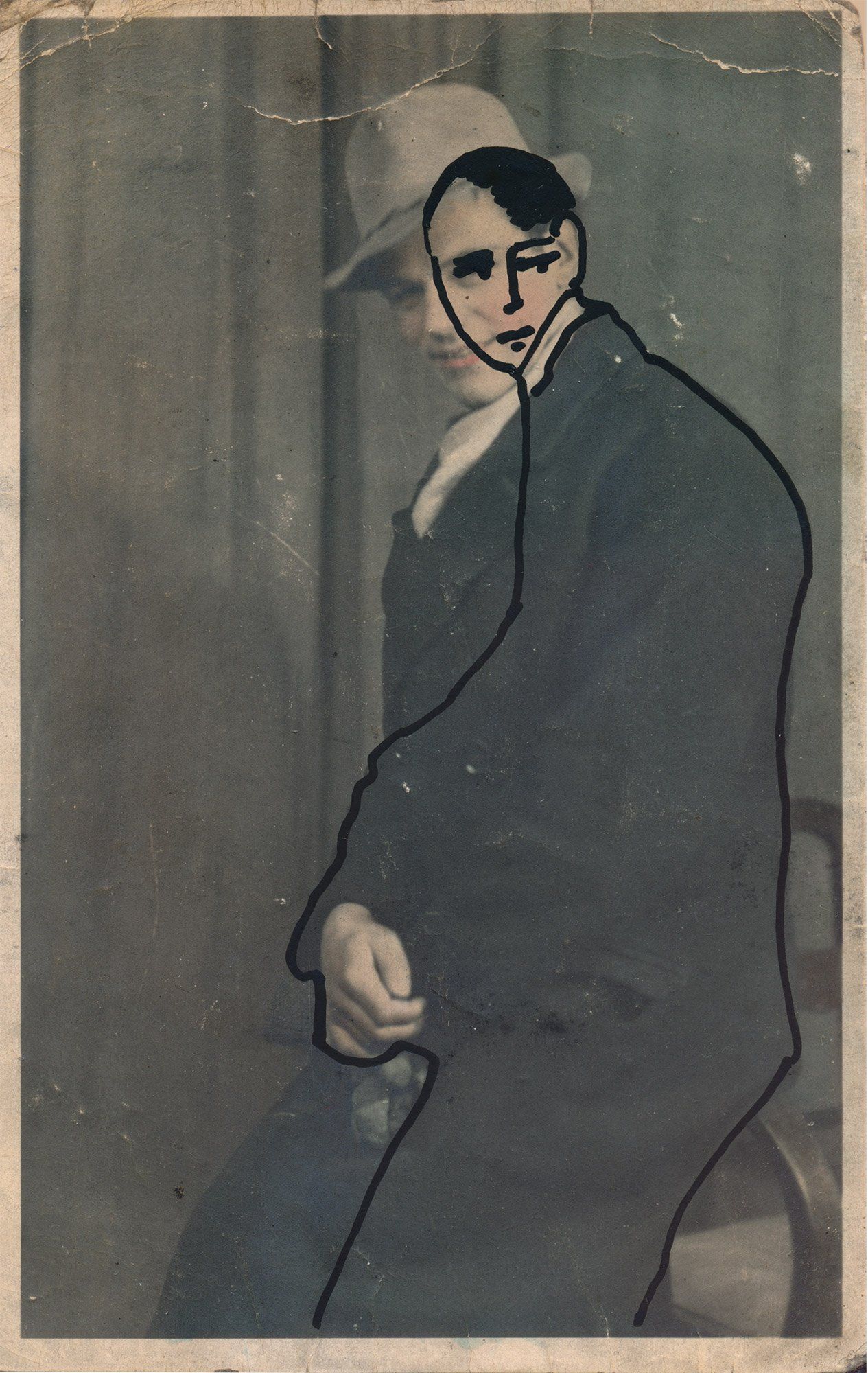 „Facination No. 38“ by Sebastian Bieniek (B1EN1EK), 2014. Oil on orig. photography from 1947. 13,9 cm. x 8,6 cm. (overpainted medium). Part of the BieniekFace (Bieniek-Face) oeuvre by the artist. „Facination No. 38“ by Sebastian Bieniek (B1EN1EK), 2014. Oil on orig. photography from 1947. 13,9 cm. x 8,6 cm. (overpainted medium). Part of the BieniekFace (Bieniek-Face) oeuvre by the artist.