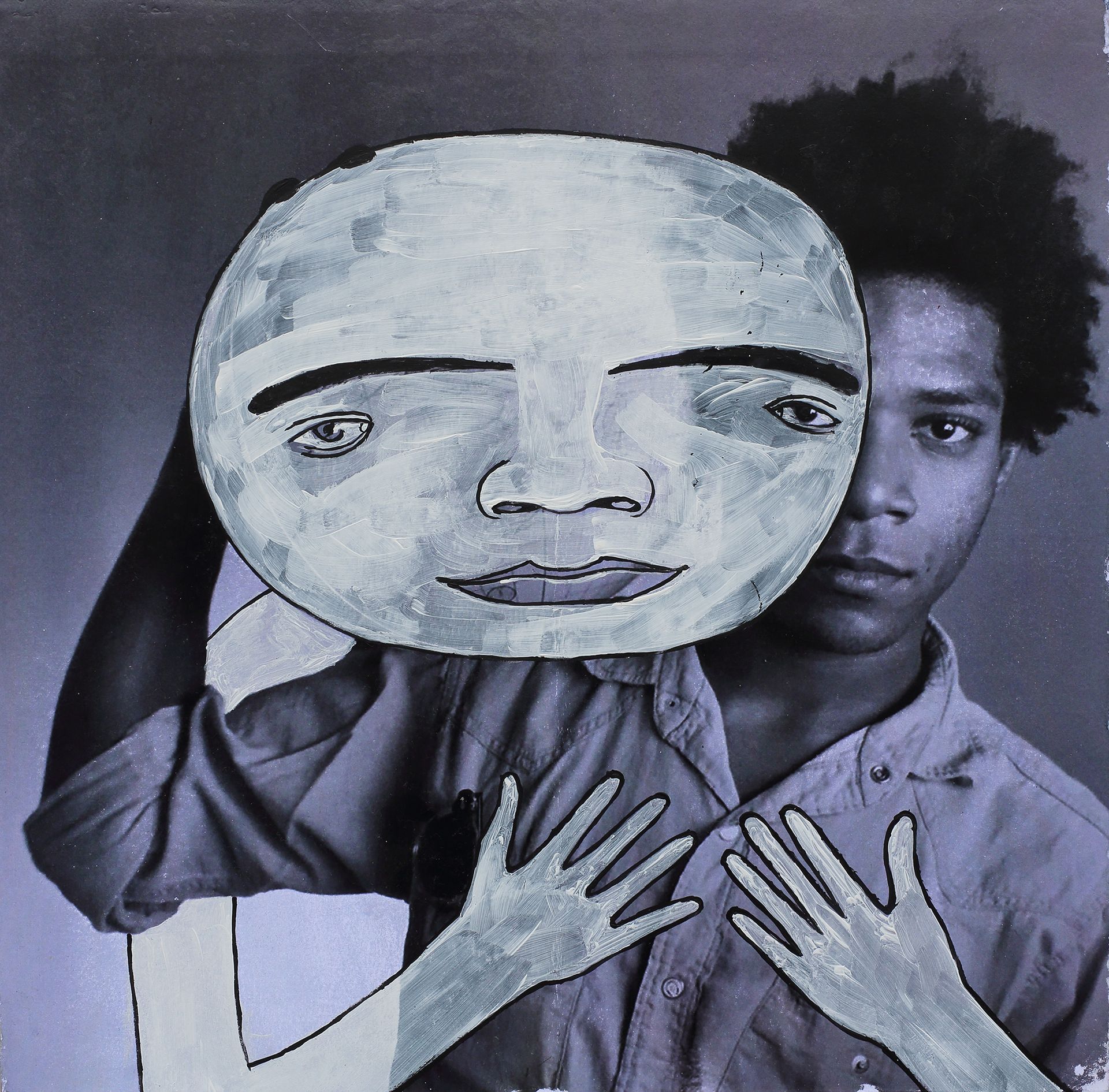 „Ghost Rider No. 39“ (Jean-Michel Basquiat, 1st of 4 different unique versions) by Sebastian Bieniek, 2023. Acryl on board, 31 cm. x 31,5 cm. From the 58, 58 icons, art, artwork, 58 icons club, the 58 icons club, 58 ikonen club, club 58, 27 club, club 27, Kunst, artwork, Kunst, Künstler, artist, 58 painting, buy, auction, available, preis, prize, members, gallery, exhibition, book, ghost, angel, pleiadian king, ghost rider art,