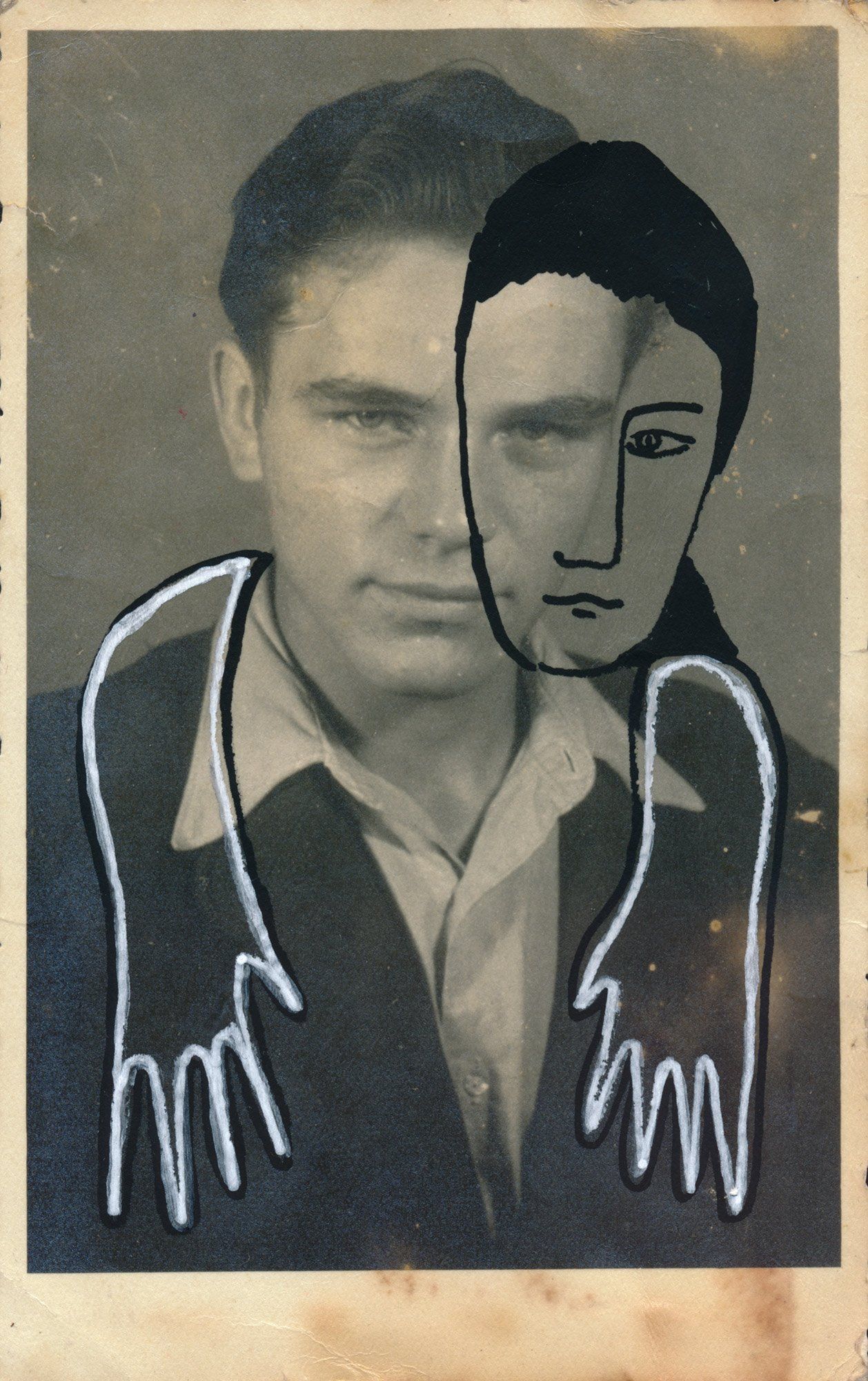 „Facination No. 39“ by Sebastian Bieniek (B1EN1EK), 2014. Oil on orig. photography from 1946. 13,5 cm. x 8,5 cm. (overpainted medium). Part of the BieniekFace (Bieniek-Face) oeuvre by the artist. „Facination No. 39“ by Sebastian Bieniek (B1EN1EK), 2014. Oil on orig. photography from 1946. 13,5 cm. x 8,5 cm. (overpainted medium). Part of the BieniekFace (Bieniek-Face) oeuvre by the artist.