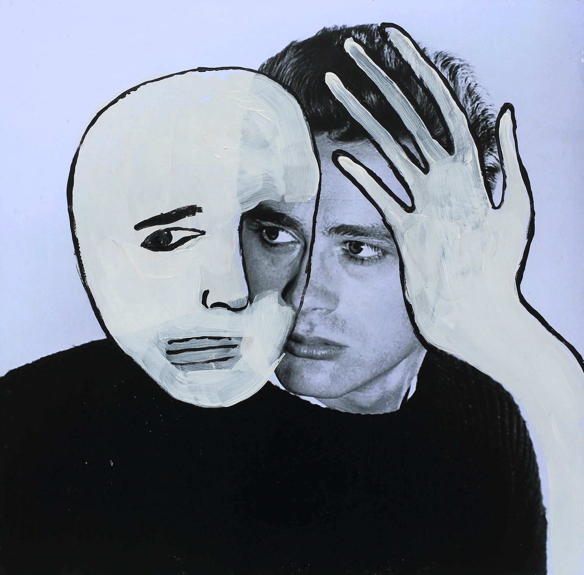 „Ghost Rider No. 41“ (James Dean, 3rd of 4 different unique versions) by Sebastian Bieniek, 2023. Acryl on board, 31 cm. x 31,5 cm. From the 58, 58 icons, art, artwork, 58 icons club, the 58 icons club, 58 ikonen club, club 58, 27 club, club 27, Kunst, artwork, Kunst, Künstler, artist, 58 painting, buy, auction, available, preis, prize, members, gallery, exhibition, book, ghost, angel, pleiadian king, ghost rider art,